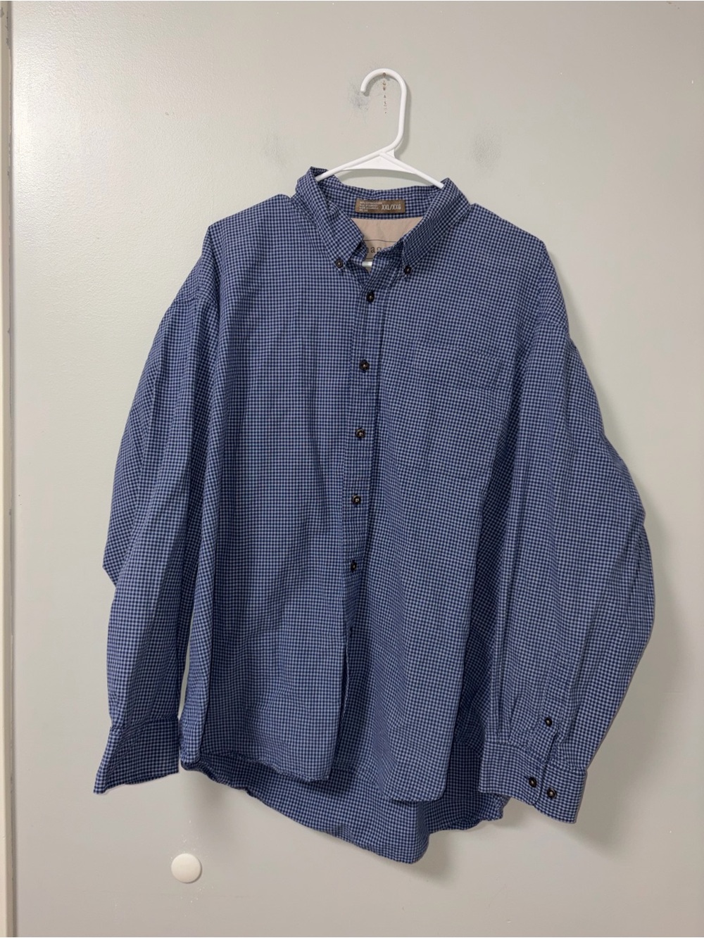 Haggar Generations Blue & White Plaid Long Sleeve Button Down Shirt Men’s XXL